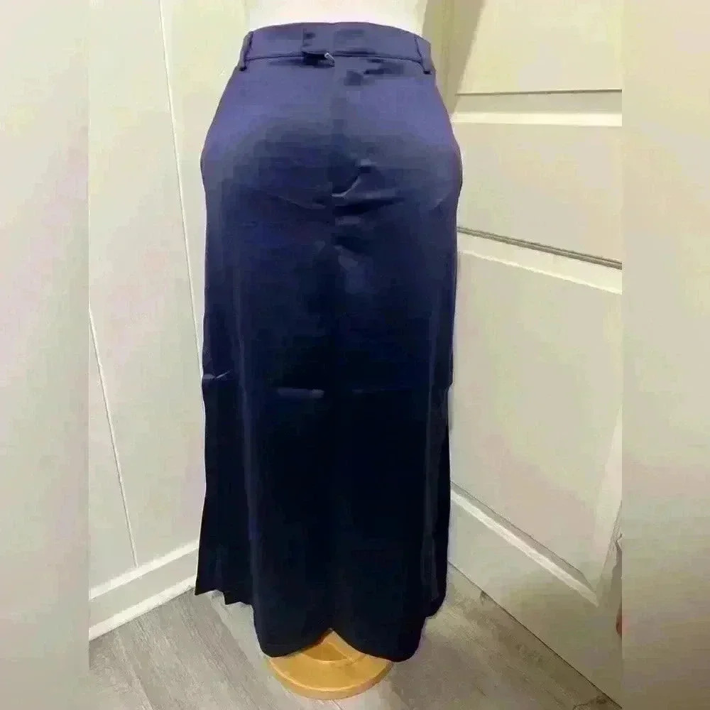 Anthropologie $128 Purple Sateen Satin Trouser Maxi Skirt Slit‎ NEW Size 4 - Picture 3 of 6
